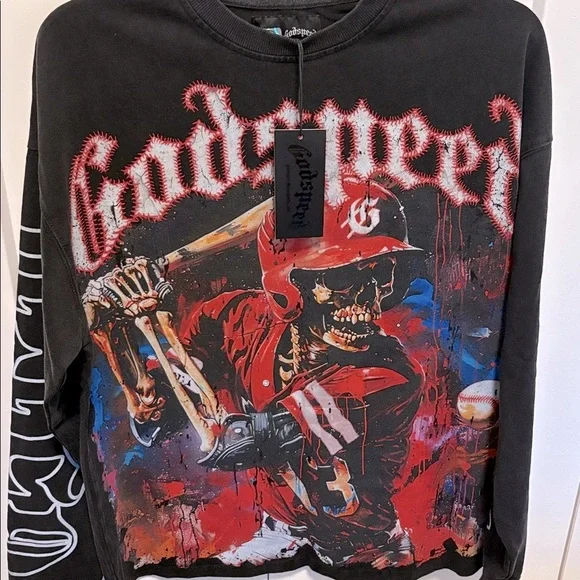 ❌SOLD❌ NWT [Godspeed] Baseball Skelton Grand Slam Graphic Long-Sleeve Men’s XS - Picture 6 of 12